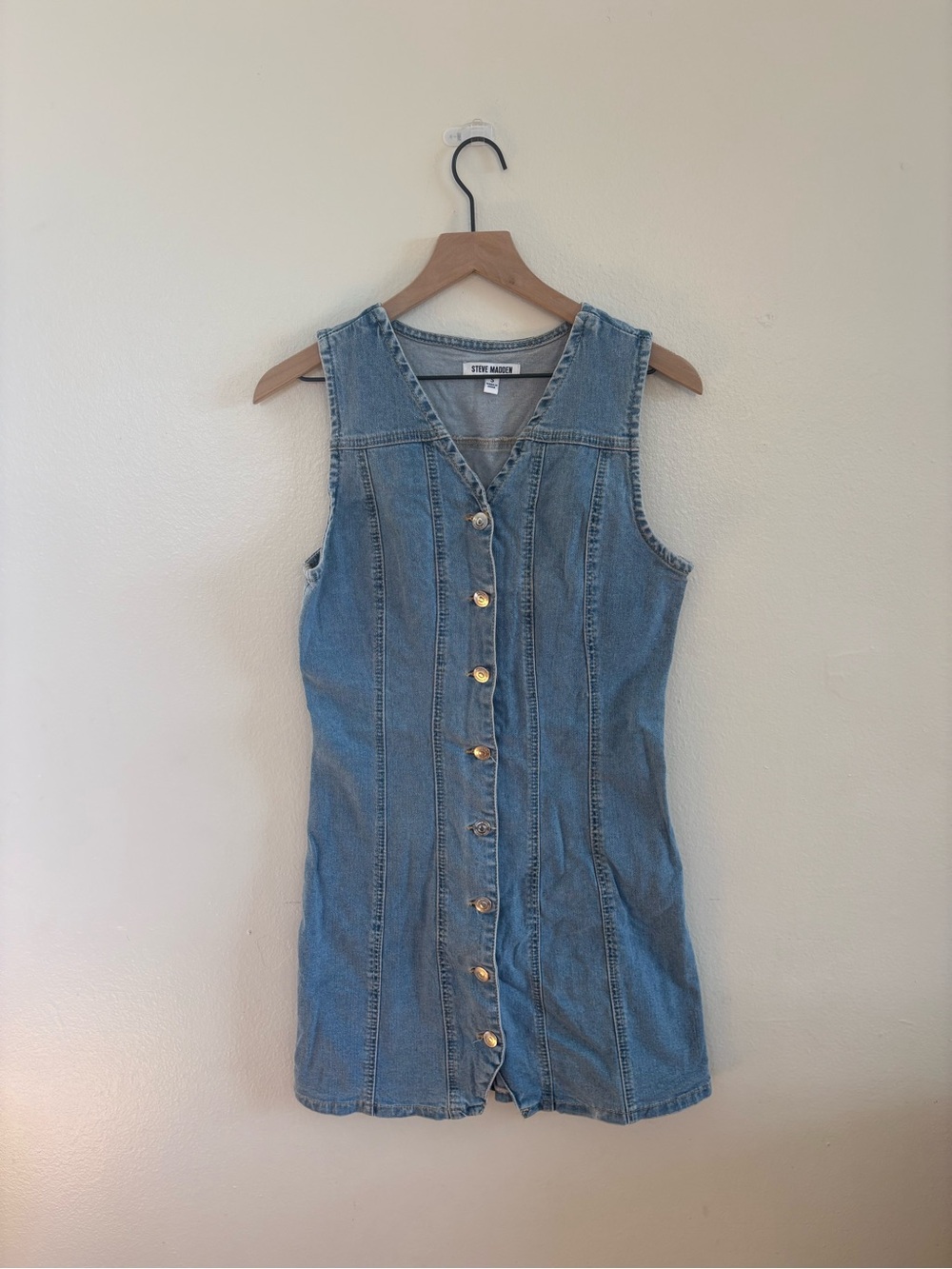 Steve Madden Light Blue Denim Button-Front Dress